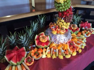 Fruit carvings as part of the premium Palm display