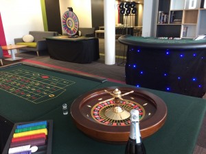 3 casino tables set for the first night