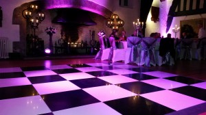 12ft black & white dance floor with up lighters