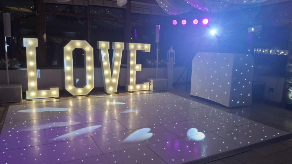 dance floor & LOVE letter hire lancashire