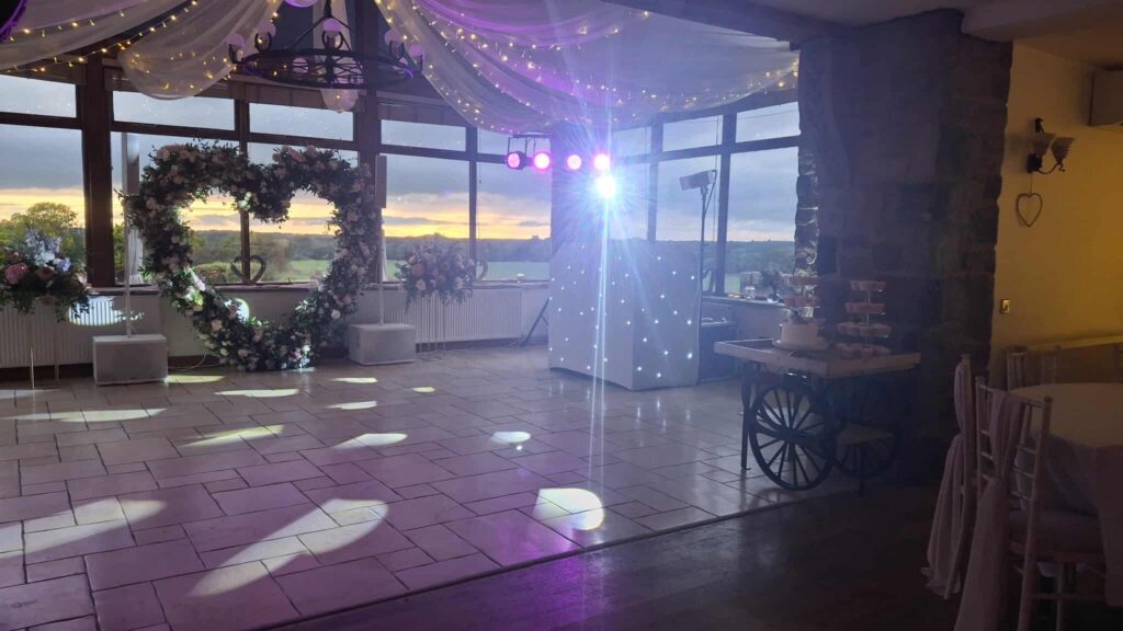 white wedding set up beeston manor