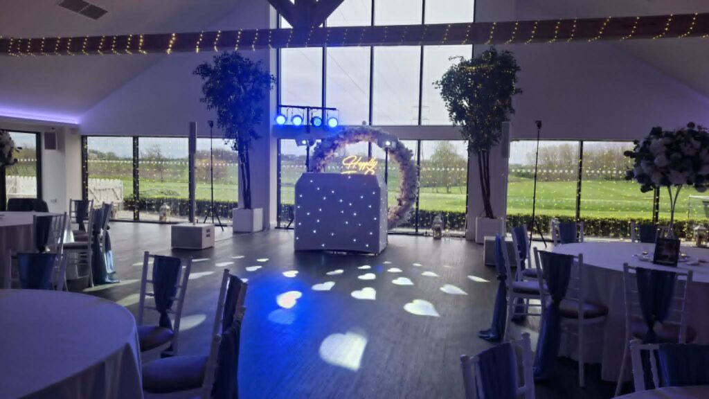 wedding DJ glass house staining