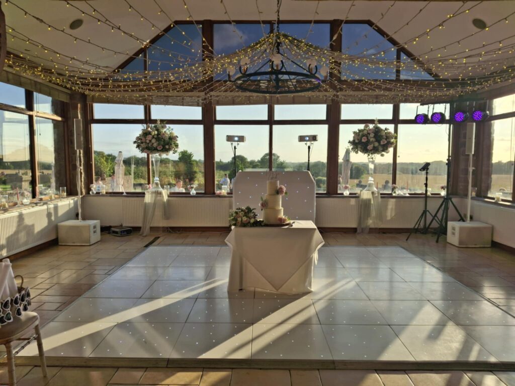 wedding dj & dance floor set up beeston manor