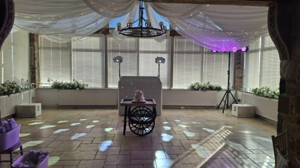 wedding dj set up at beeston manor